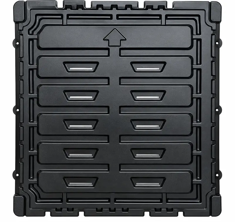Black thermoformed rear cover panel for a washing machine